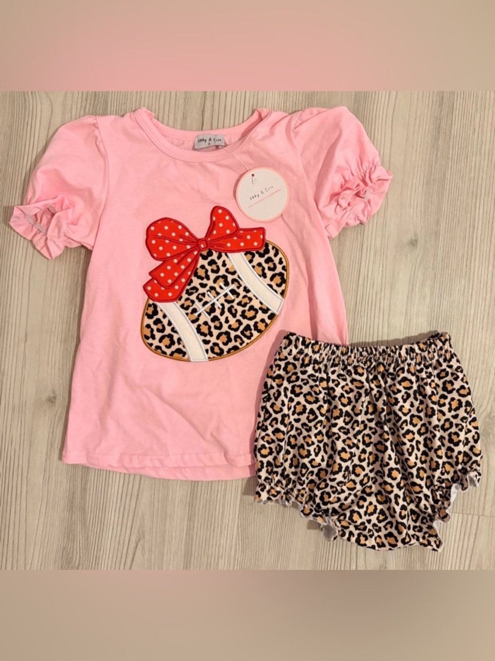 Pink Leopard Football Bloomer Set